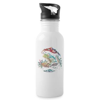 Cottagecore Aesthetic Frog Mushroom - Trinkflasche mit integriertem Trinkhalm - Weiß - Rechts