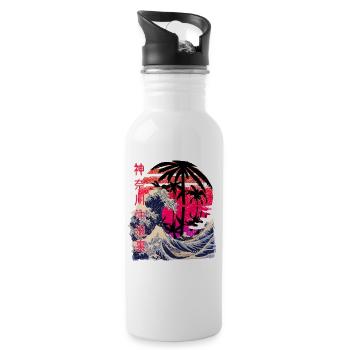 Big Wave Kanagawa Retro Sunset - Gourde avec paille intégrée - blanc - Droite