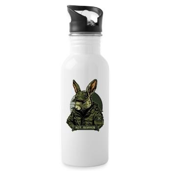 Hase militärischen Waldverteidigungskommandos - Trinkflasche mit integriertem Trinkhalm - Weiß - Rechts