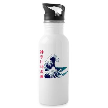 The big wave off Kanagawa - Water bottle with straw - white - Right