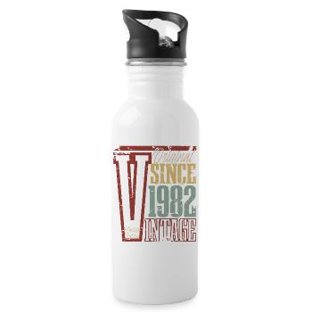 1982 Anniversaire Année de naissance Année de construction Vintage Rétro - Gourde avec paille intégrée - blanc - Droite