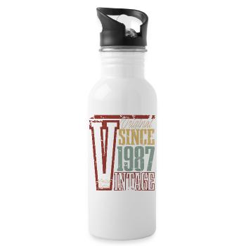 1987 Geburtstag Geburtsjahr Baujahr Vintage Retro - Trinkflasche mit integriertem Trinkhalm - Weiß - Rechts