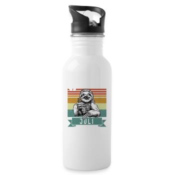 Faultier Legendär seit Juli 1985 Geburtstag - Trinkflasche mit integriertem Trinkhalm - Weiß - Rechts