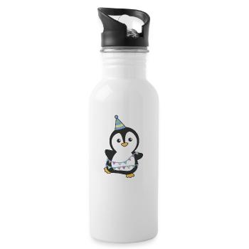 Pingouin pour anniversaire pour les enfants un cadeau - Gourde avec paille intégrée - blanc - Droite