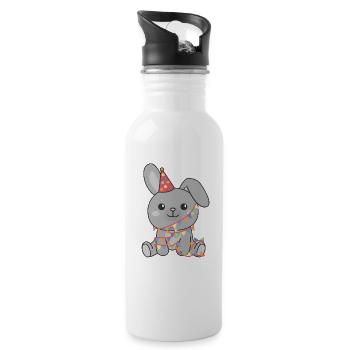 Lapin pour anniversaire un cadeau pour les enfants - Gourde avec paille intégrée - blanc - Droite