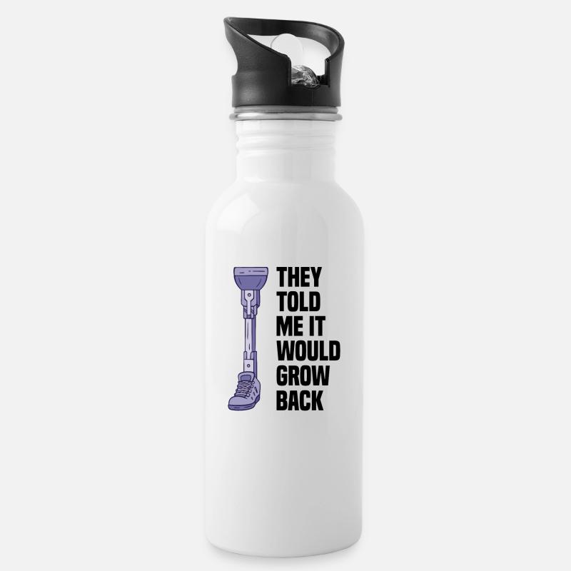 Leg prosthesis amputation - Water bottle with straw - white