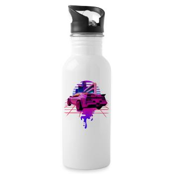 Sport Auto 80s Skyline Vaporwave - Trinkflasche mit integriertem Trinkhalm - Weiß - Rechts