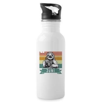 Faultier Legendär seit Juni 1954 Geburtstag - Trinkflasche mit integriertem Trinkhalm - Weiß - Rechts