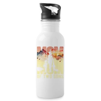 Mutter mit zwei Söhnen Muttertag Berge Mama Kind - Trinkflasche mit integriertem Trinkhalm - Weiß - Rechts