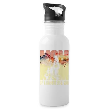 Mutter mit Tochter Sohn Muttertag Berge Mama Kind - Trinkflasche mit integriertem Trinkhalm - Weiß - Rechts