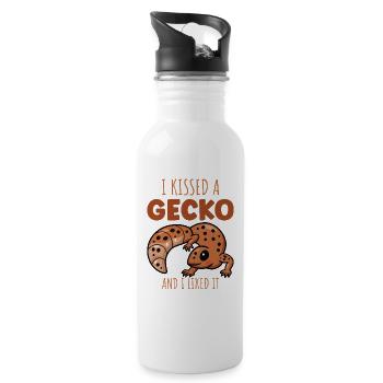I kissed a Gecko and I liked it - Trinkflasche mit integriertem Trinkhalm - Weiß - Rechts
