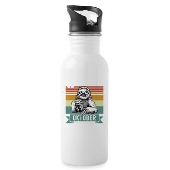 Faultier Legendär seit Oktober 1927 Geburtstag - Trinkflasche mit integriertem Trinkhalm - Weiß - Rechts