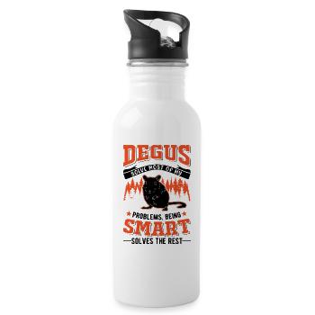 Degu Geschenk Strauchratte Walddegu - Trinkflasche mit integriertem Trinkhalm - Weiß - Rechts