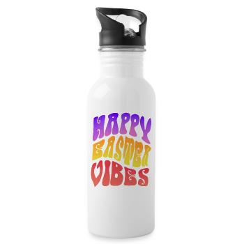 Happy Easter Vibes Frohes Osterfest - Water bottle with straw - white - Right