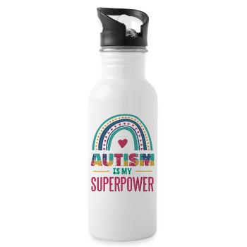 Autism is My Superpower - Water bottle with straw - white - Right
