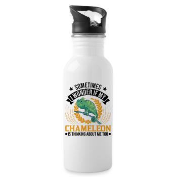 Chameleon Gift Chameleon - Water bottle with straw - white - Right