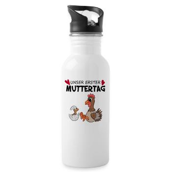 Muttertag - erster Muttertag Geschenk - Trinkflasche mit integriertem Trinkhalm - Weiß - Rechts