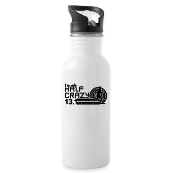 I'm Only Half Crazy Retro Athletic Race Marathoner - Trinkflasche mit integriertem Trinkhalm - Weiß - Rechts