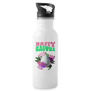 Joyeuses fleurs de Pâques oeuf de Pâques - Gourde avec paille intégrée - blanc - Droite