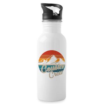Cousin Crew Camping Outdoor Sunset Summer Camping - Trinkflasche mit integriertem Trinkhalm - Weiß - Rechts
