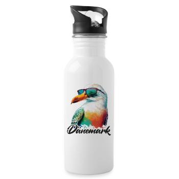 Dänemark Urlaub coole bunte Möwe mit Sonnenbrille - Trinkflasche mit integriertem Trinkhalm - Weiß - Rechts