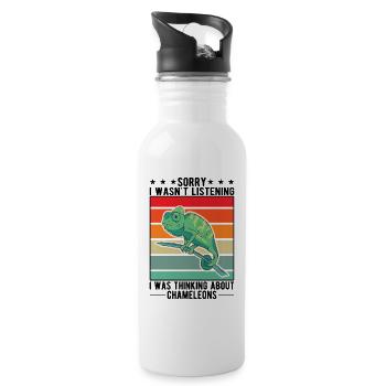 Idée cadeau caméléon caméléon - Gourde avec paille intégrée - blanc - Droite