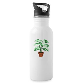 Monstera Modern Minimalist - Water bottle with straw - white - Right