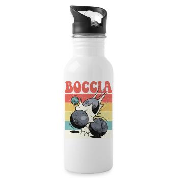 Bocciaspieler Bekleidung mit Boccia Kugeln Boccia - Trinkflasche mit integriertem Trinkhalm - Weiß - Rechts