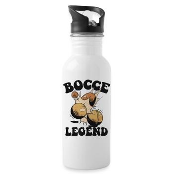 Boulespieler Boulekugel für Bouler Petanque Boule - Trinkflasche mit integriertem Trinkhalm - Weiß - Rechts
