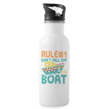 Rule number 1 don t fall off the boat - Trinkflasche mit integriertem Trinkhalm - Weiß - Rechts