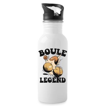 Boulespieler Boulekugel für Bouler Petanque Boule - Trinkflasche mit integriertem Trinkhalm - Weiß - Rechts