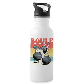 Boulespieler Boulekugel für Bouler Petanque Boule - Trinkflasche mit integriertem Trinkhalm - Weiß - Rechts