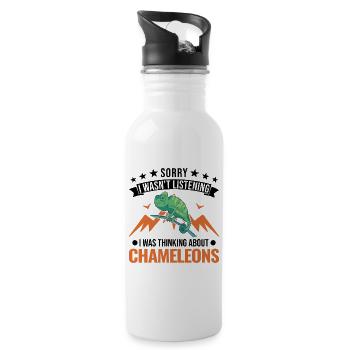 Idée cadeau caméléon caméléon - Gourde avec paille intégrée - blanc - Droite
