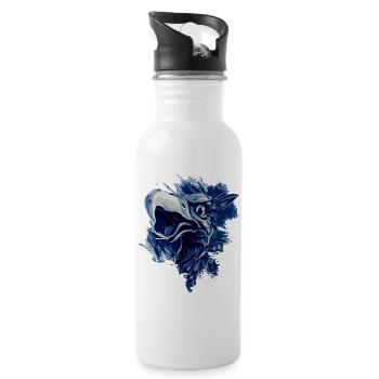 Greif in blau weiss Rostock - Trinkflasche mit integriertem Trinkhalm - Weiß - Rechts