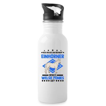 Welsh Pony Einhorn Welsh Pferd - Trinkflasche mit integriertem Trinkhalm - Weiß - Rechts