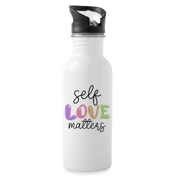 Self Love Matters - Trinkflasche mit integriertem Trinkhalm - Weiß - Rechts
