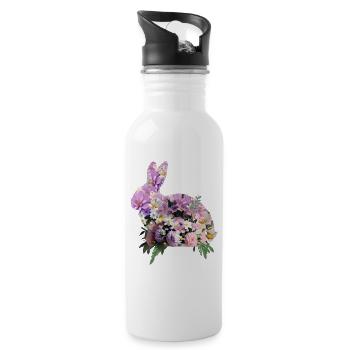 Fleurs lapin de Pâques - Gourde avec paille intégrée - blanc - Droite