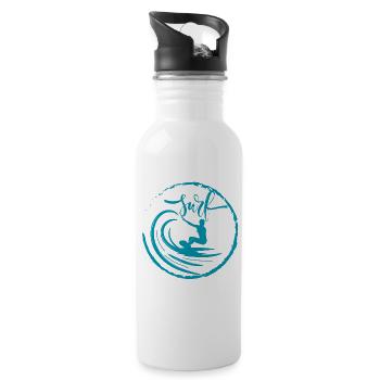 Surf - Surfing Lovers T-Shirt - Trinkflasche mit integriertem Trinkhalm - Weiß - Rechts