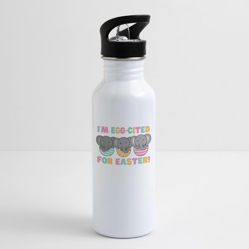 cute elephants at Easter with Easter eggs elephant Water bottle with straw