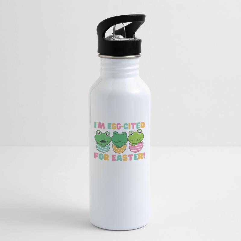 sweet frogs at Easter with Easter eggs frog Water bottle with straw