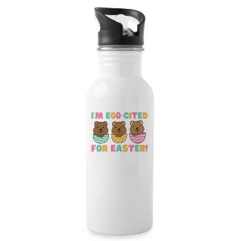 süße Quokkas zu Ostern mit Ostereiern Quokka - Trinkflasche mit integriertem Trinkhalm - Weiß - Rechts
