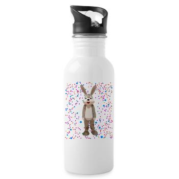 A rabbit with cool colorful dots background - Water bottle with straw - white - Right