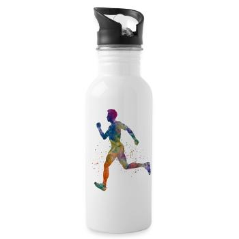 Athlet Läufer - Trinkflasche mit integriertem Trinkhalm - Weiß - Rechts