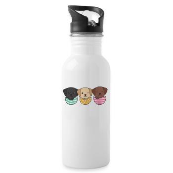 cute dogs at Easter with Easter eggs Labrador - Water bottle with straw - white - Right