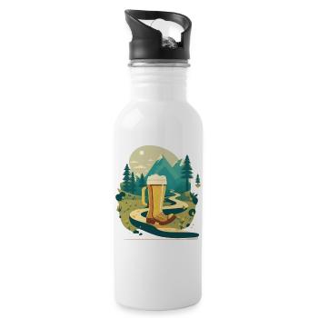 Beer hiking boot. Nature mountains forest and hiking trail - Water bottle with straw - white - Right