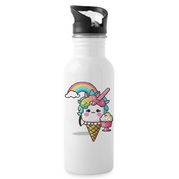 Einhorn der Sonne - Strahlen Sie wie die Sonne - Trinkflasche mit integriertem Trinkhalm - Weiß - Rechts