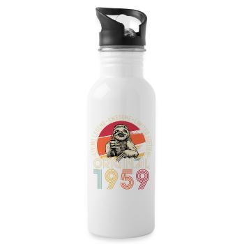 1959 Geburtstag Jahrgang Vintage Faultier Geschenk - Trinkflasche mit integriertem Trinkhalm - Weiß - Rechts