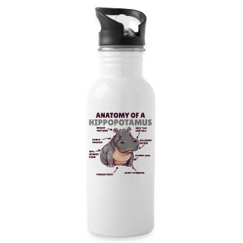 süßes Hippo Erklärung Anatomy of a Hippopotamus - Trinkflasche mit integriertem Trinkhalm - Weiß - Rechts