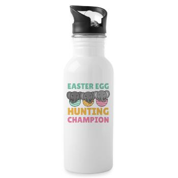 cute elephants at Easter with Easter eggs elephant - Water bottle with straw - white - Right