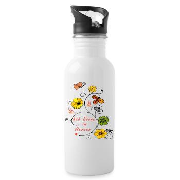 hab Sonne im Herzen - Trinkflasche mit integriertem Trinkhalm - Weiß - Rechts